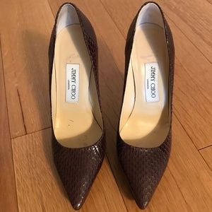Jimmy Choo Snakeskin Brown Heels - Size 36.5